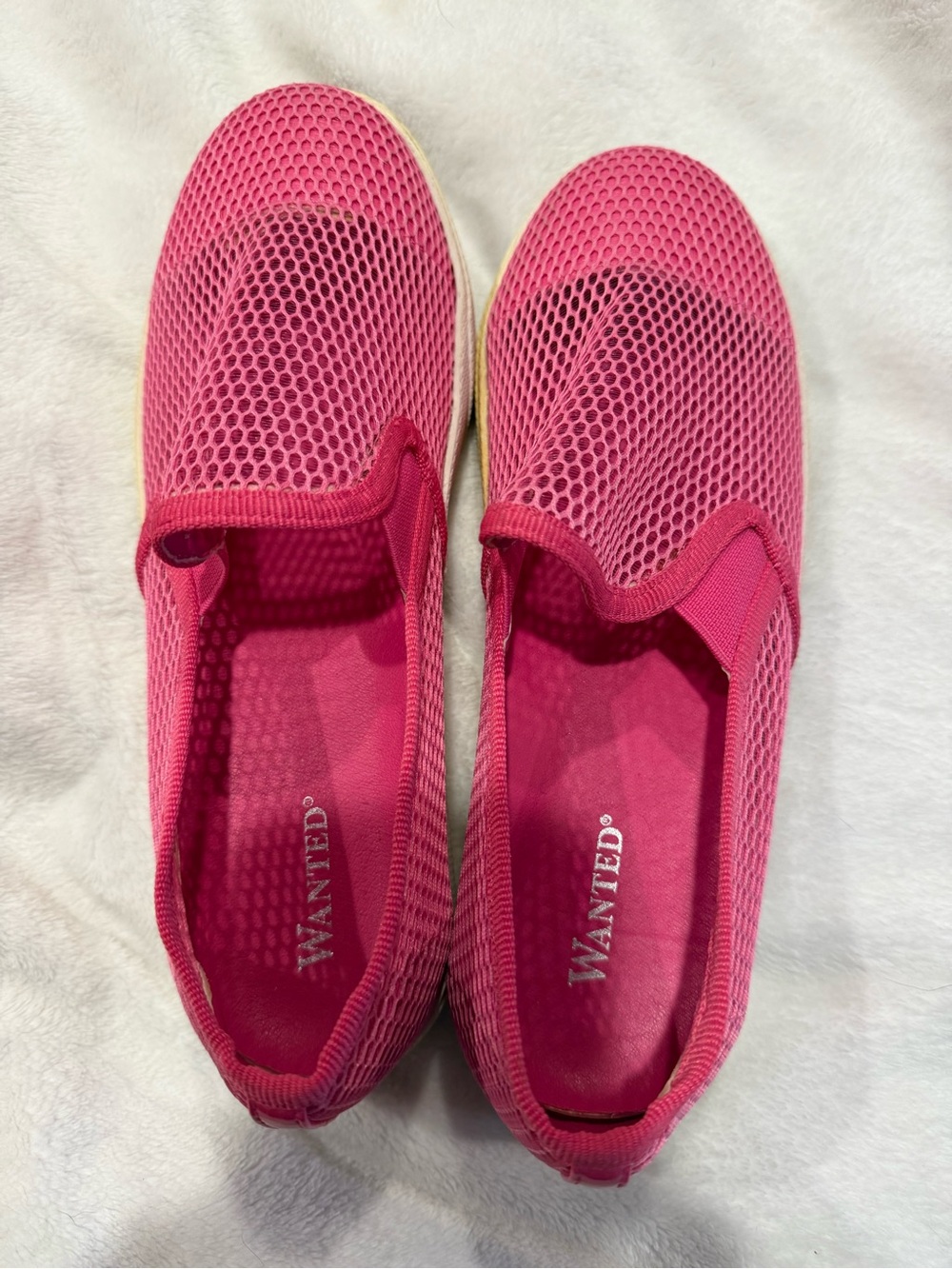 Wanted Hot Pink Mesh Slip-On Shoes
